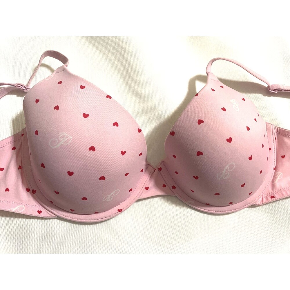 Victoria Secret PINK Wear Everywhere Lightly Lined Bra 36C Pink Heart Logo